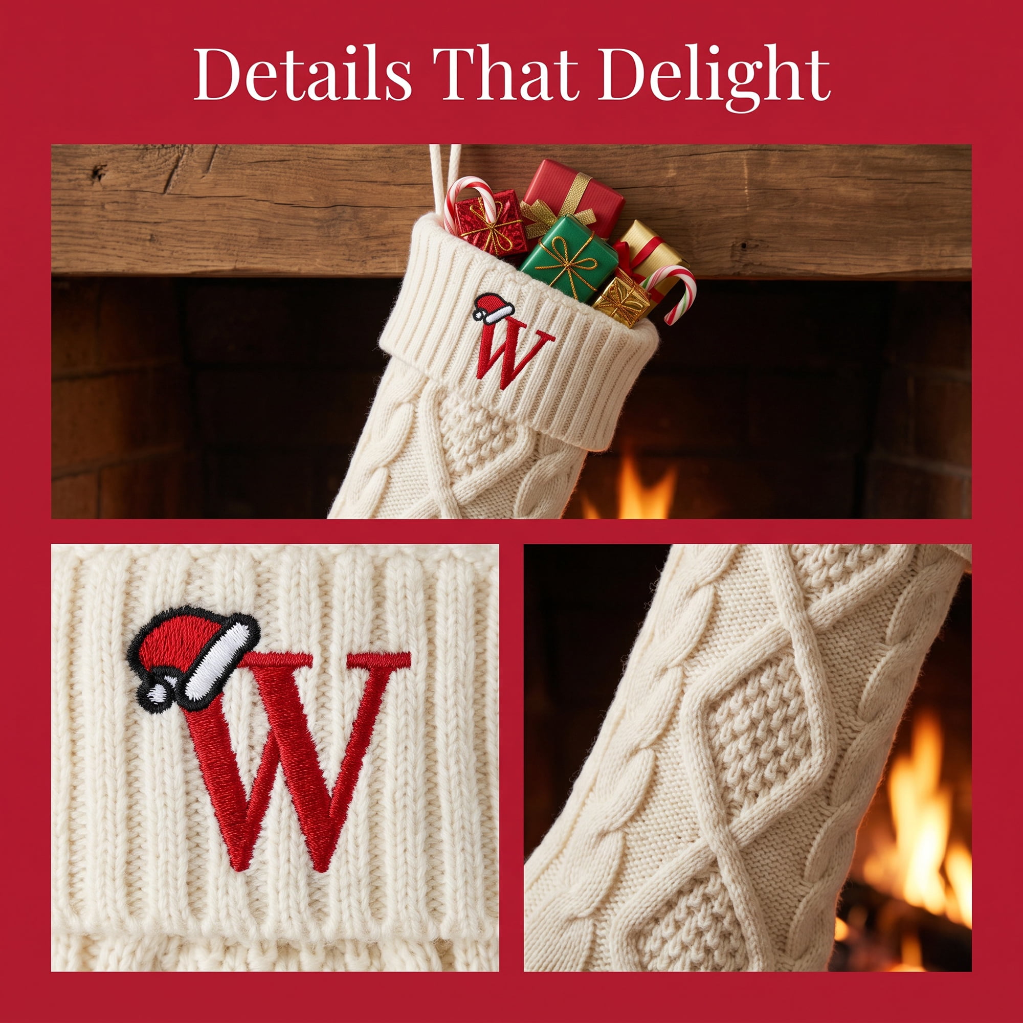 Unique Bargains Canine Bone Christmas Stocking Luxury Puppy Holiday Keepsake Sack Letter W 17"