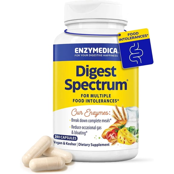 Enzymedica, Digest Spectrum, Dietary Supplement to Support Digestive Relief From Food Intolerances, Vegan, Gluten Free, Non-GMO