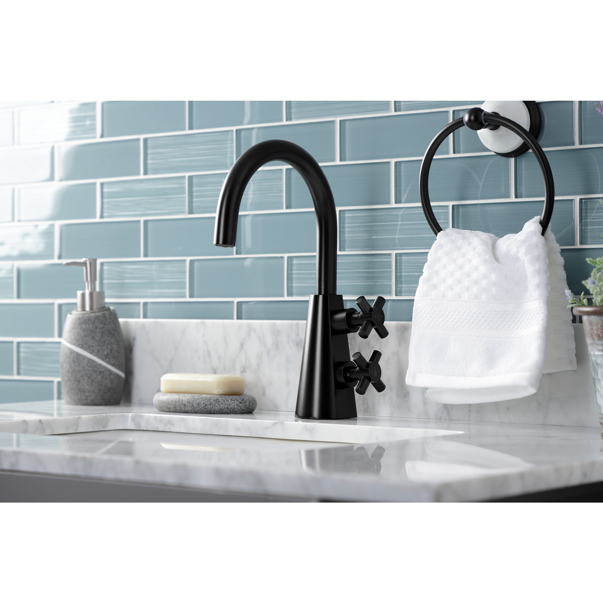 Kingston Brass KS2290DX Constantine Two-Handle Single-Hole Bathroom Faucet with Push Pop-Up Drain, Matte Black