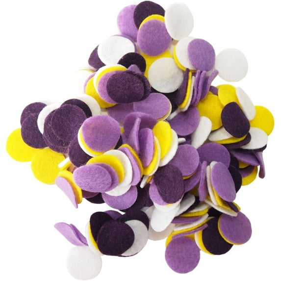 Playfully Ever After Purple, Dark Purple, White & Yellow Craft Felt Circles (5 Inch - 15pc)