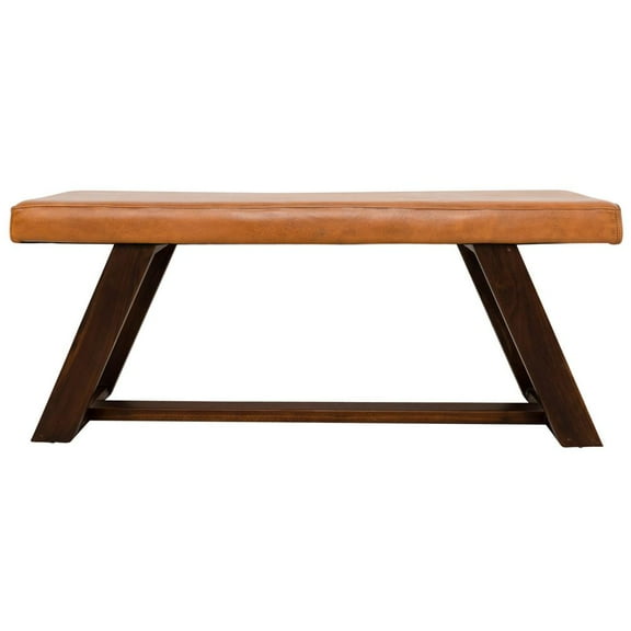 Poller Mid Century Modern Cognac Tan Leather Bench