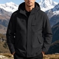 thumbnail image 5 of FEIIBMOYRIA Men's Windproof Jackets Men Solid Color Water Prooft Hooded Windbreaker Jackets with Multiple Zipper Pockets Casual Fashion Snap Button Full Zip Daily Outdoor Coats, 5 of 9