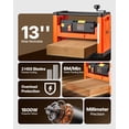 thumbnail image 2 of VEVOR Thickness Planer, Two-Blade, 13-Inch Width Worktable Power Benchtop Planer, 1800W 23500 RPM Powerful Motor, Dual Rollers, Over Protection, 2 of 9