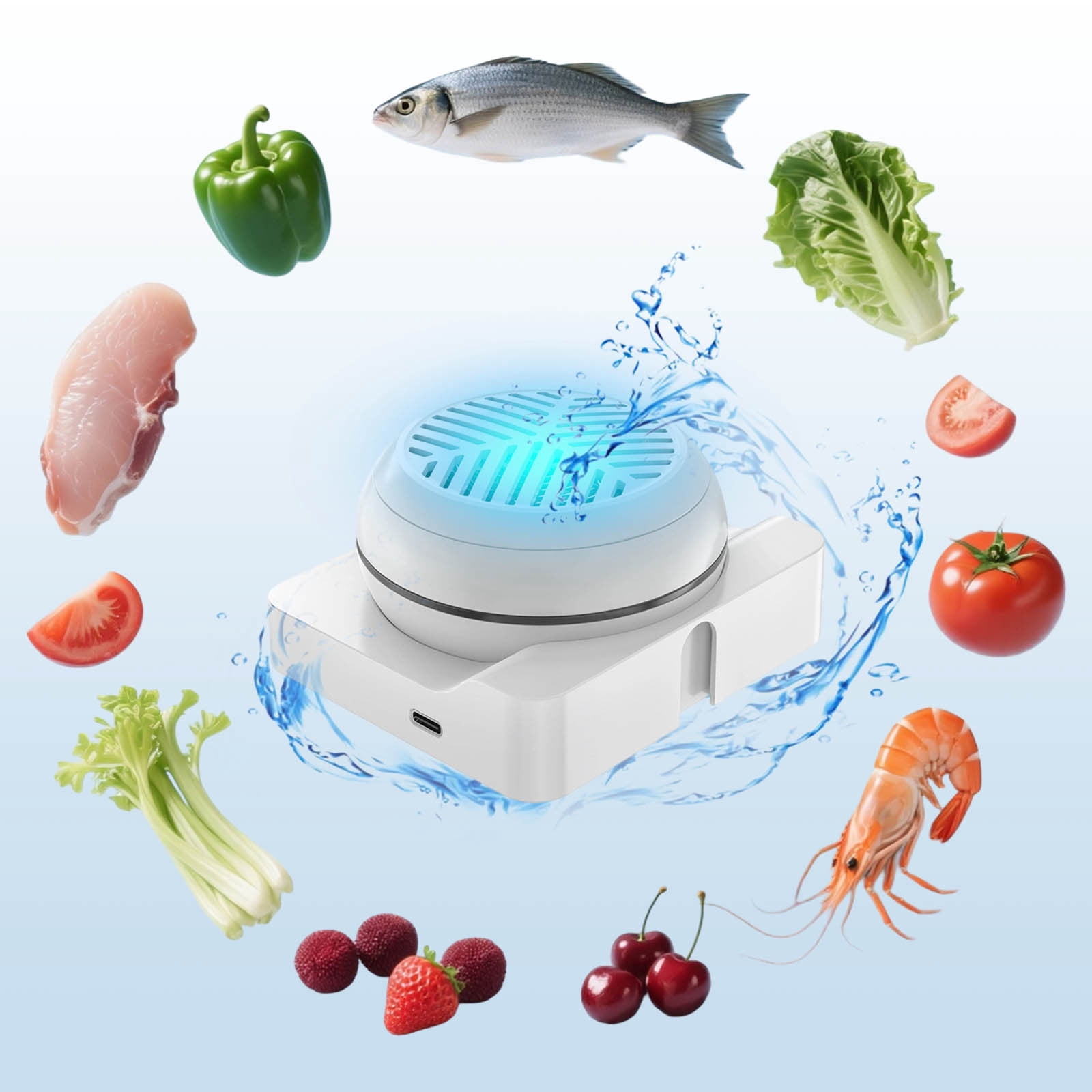 CanGonggg Fruit And Vegetable Washing Machine Fruit And Vegetable USB Wireless Portable Food Purifier With Purification Technology For Rice Meat And Tableware Brushes for Cleaning Long Handle