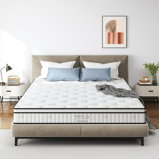 8" Full Hybrid Mattress,Memory Foam Full Mattress with Pocket Spring,Soft Breathable Comfortable,Medium Firm for Lumbar Support,White