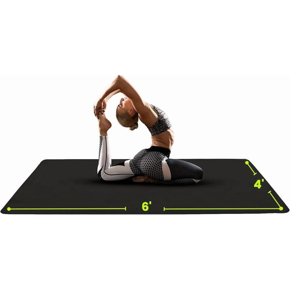 Large Yoga Mat (6'x4') - 1/4" & 1/2" Thick Exercise Mats for  Workout, Extra Wide Workout Mats for  Gym, Yoga, Pilates, Stretching, Floor &