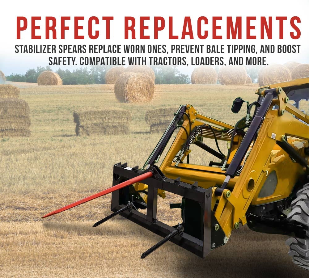 2 Pack 17" Hay Bale Spear Stabilizer Attachment - Black Powder Coated Hay Bale Forks Handing Equipment Fit for Skid Steer Mount Plate for Tractors, Loaders, Cranes