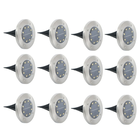 waltyotur Solar Ground Lights 12 Packs, 8 LED Solar Garden Lights Waterproof Warm Lighting