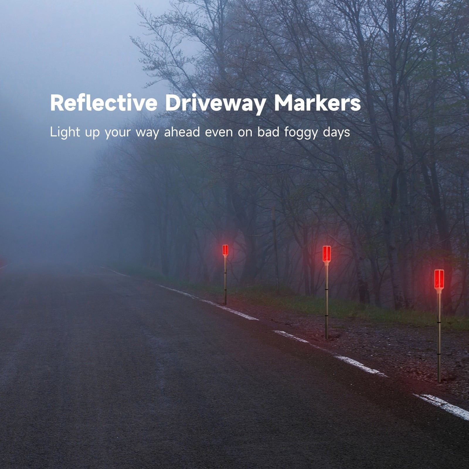 5 Pack Solar Driveway Marker Lights - Red LED Path & Roadside Warning Lights on Stakes, Outdoor Solar Powered for Easy Installation