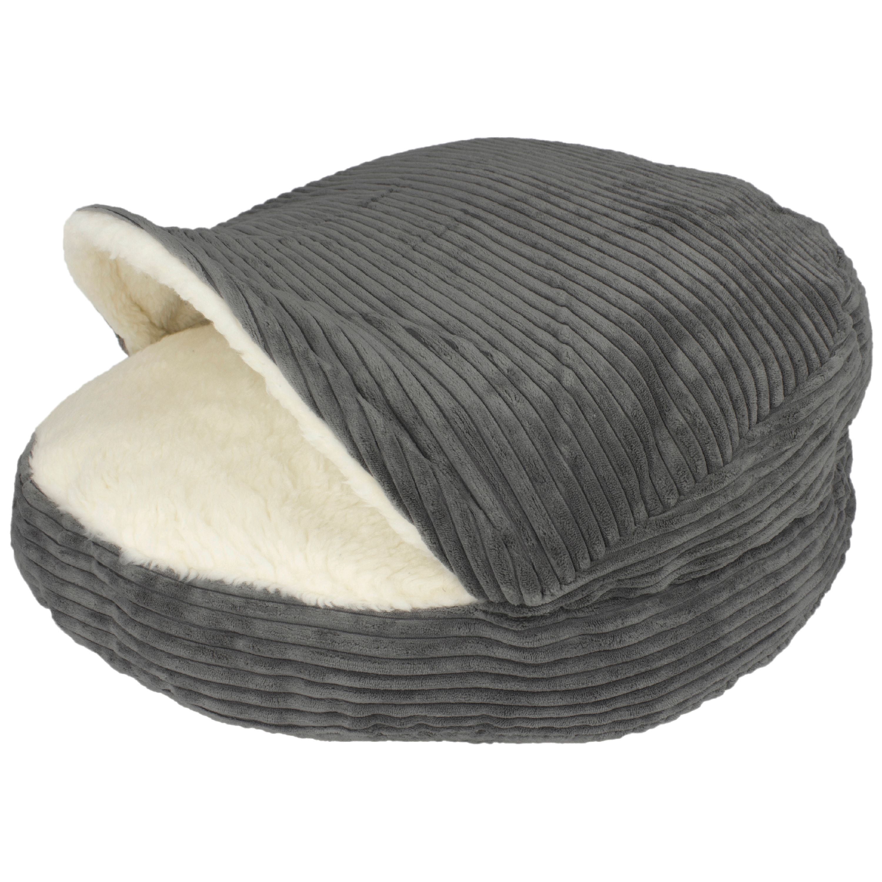 Precious Tails Plush Corduroy And Sherpa Lined Pet Cave Bed