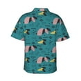 thumbnail image 6 of Wukai Dachshund Dog Men's Hawaiian Shirt Short Sleeve Casual Button Down Summer Beach Aloha Shirt Tropical Print Holiday Party, 6 of 8