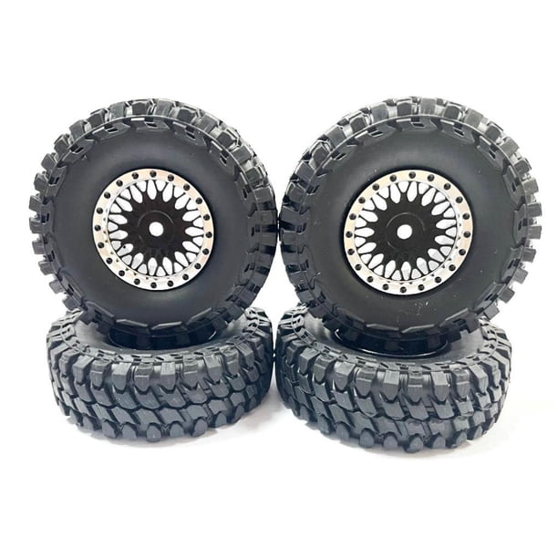 Vogacara RCGOFFLOW-llantas de plástico duraderas para coche teledirigido, 4 piezas, llantas para ruedas de control remoto 1/24, neumático Kits de construcción modelo Negro