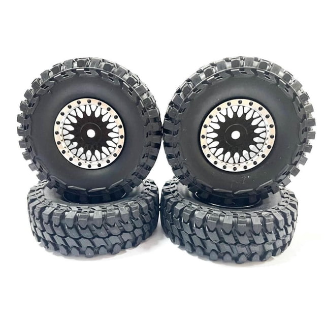 Vogacara RCGOFFLOW-llantas de plástico duraderas para coche teledirigido, 4 piezas, llantas para ruedas de control remoto 1/24, neumático Kits de construcción modelo Negro