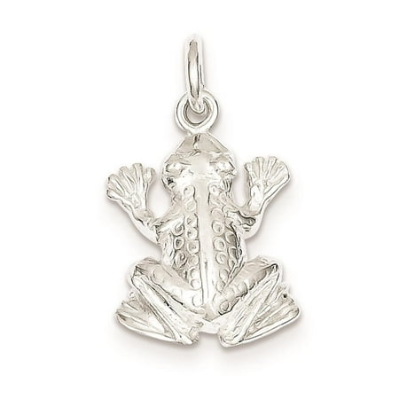 Sterling Silver Frog Solid Open back 3-D Charm Pendant 21mmx15mm
