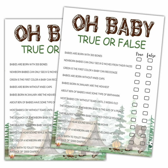 Jungle Adventure Baby Shower Game Set - 25 Gender Neutral True or False Cards with Answer Card for Fun Gender Reveal Celebrations for Everyone