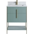 thumbnail image 3 of Fine Fixtures Serenity 24 in. W x 18 in. D x 33.5 in. H Bathroom Vanity in Mint Green with White Carrara Stone Top in White with Satin Brass Hardware, 3 of 4