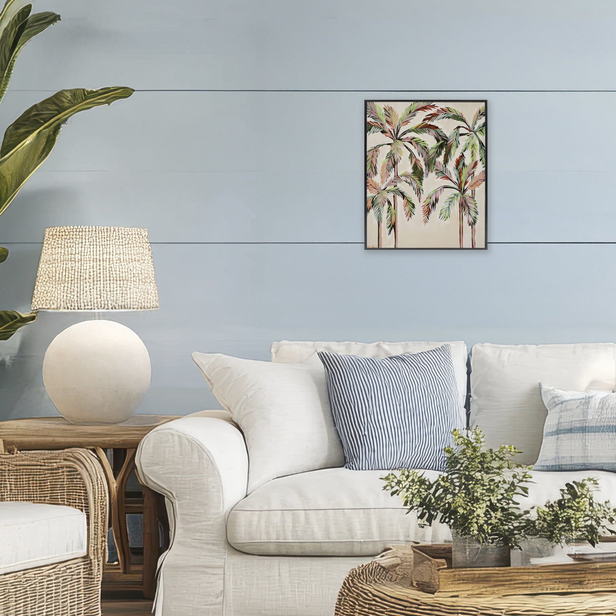 Stupell Industries Blushing Palm Tree Canopy Black Framed Giclee Art, design by Dani Heyward