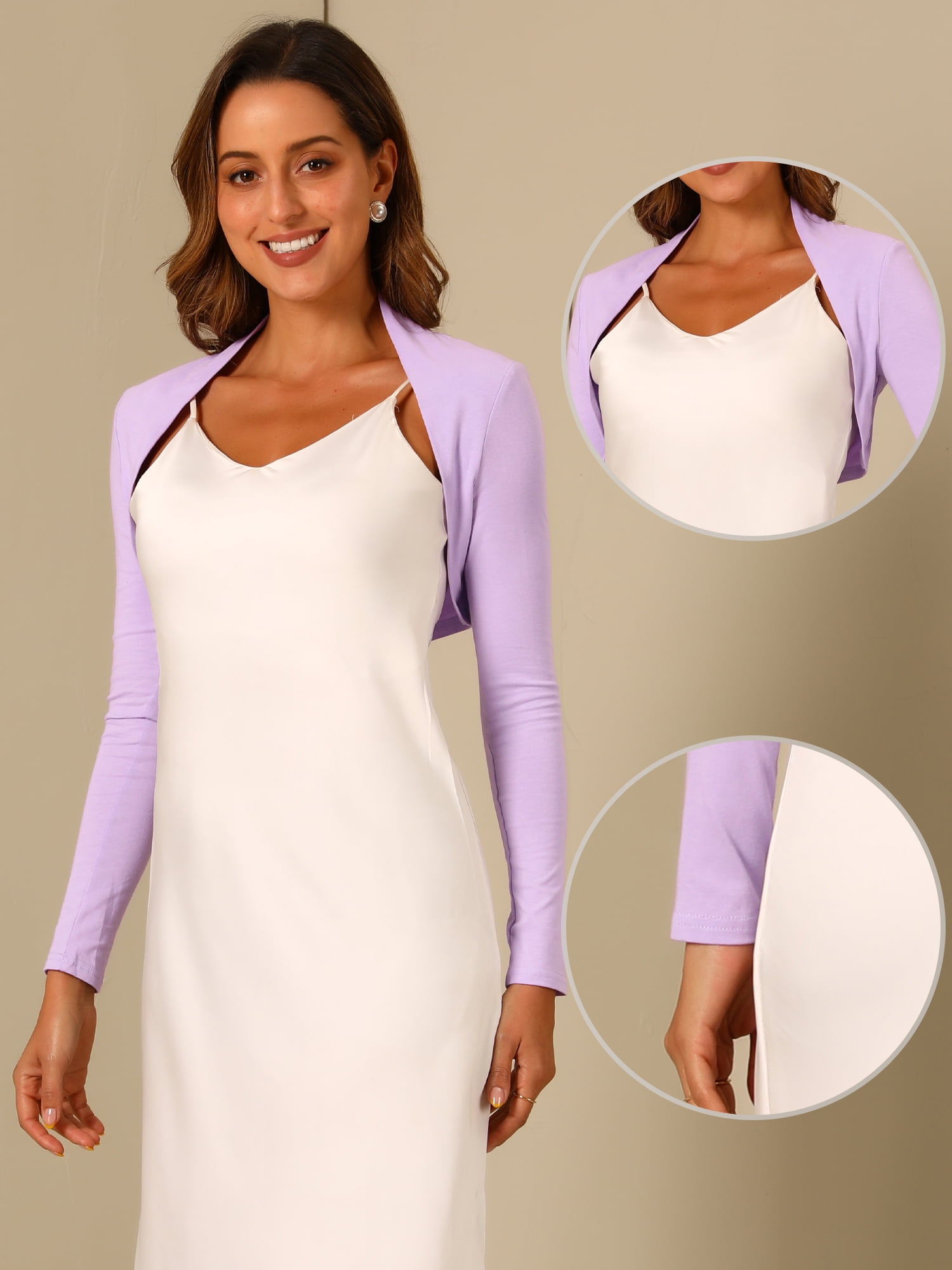 DARING DIVA Solid Color Long Sleeves Blouse XL Light Purple