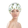 thumbnail image 2 of KLL Cute Avocado Yoga Pattern Shower Cap & Bath Cap for Women,Reversible Oversized Waterproof Shower Caps for all Hair Lengths,Elastic Reusable Bathing Hair Cap, 2 of 7