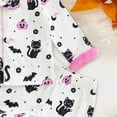 thumbnail image 5 of enyan Toddler Baby Girls Halloween Pajamas Fuzzy Trim Long Sleeve Button Down Pumpkin Shirt Top and Pants 2pcs Pjs Sets Sleepwear (White,3-4 Years), 5 of 7