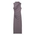 thumbnail image 7 of Women Elegant Sleeveless High Collar Long Dress Fashion Sexy Split Pleated Bodycon Dress Summer Sleeveless Going Out Clothes, 7 of 7