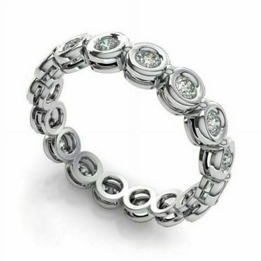 0.80 Carat Stackable Round Diamond Wedding Ring Full Eternity 18k White Gold