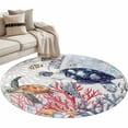 thumbnail image 2 of Area Rug 48in, Sea Turtle Ocean Coral Starfish Floor Carpet Living Room Rug, Marine Life Non-Slip Welcome Mat Indoor Rugs for Bedroom Dining Room, 2 of 9