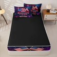 thumbnail image 4 of Manfei Retro Usa Printed Zipper Queen Comforter Set with Fitted Sheet and 2 Pillowcases,Vintage Firework Flag Zipper Bedding Set,Red Purple,Black Reversible,4pcs, 4 of 8