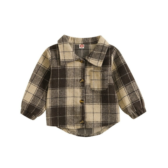 Landzoo Winter Coats Kids Toddler Baby Boys Autumn Winter Shirt Jacket Plaid Cotton Long Sleeve Button Down Boys Coat Clothes Outwear Comfy Breathable