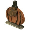 thumbnail image 4 of Northlight Wooden Fall Harvest Pumpkin Decoration with Leaf - 6.25", 4 of 6