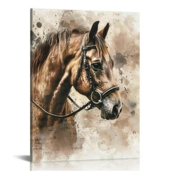 JRXY Abstract Wall Art Horse Canvas Pictures Watercolor Painting Prints Modern Vintage Artwork Rustic Contemporary Wall Art Framed 12x16 in