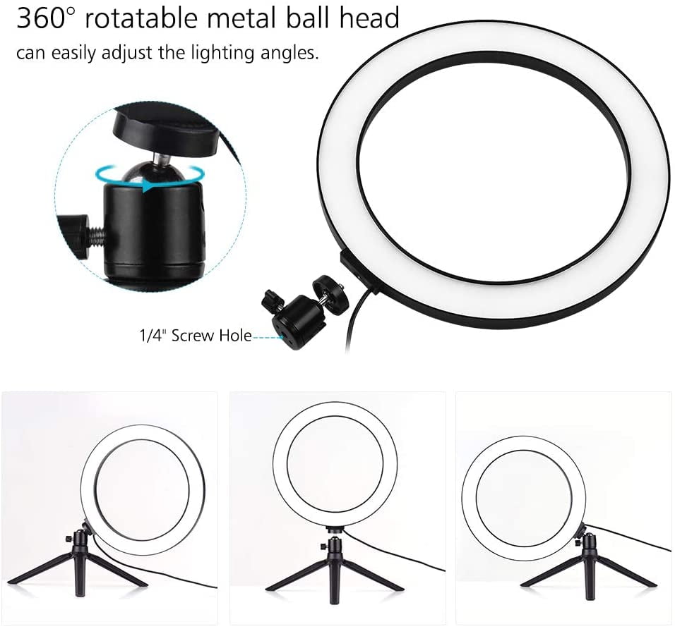 10 Inch LED Ring Light with Tripod Stand 3200K-5500K Photography Light 