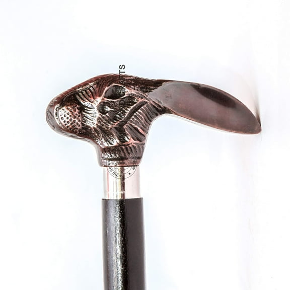 Hind Handicrafts Decorative Victorian Canes and Walking Sticks for Men & Women - 36" Black Ebony Aluminium Handle Unisex Derby Foldable Cane (36 inch, Antique Rabbit)