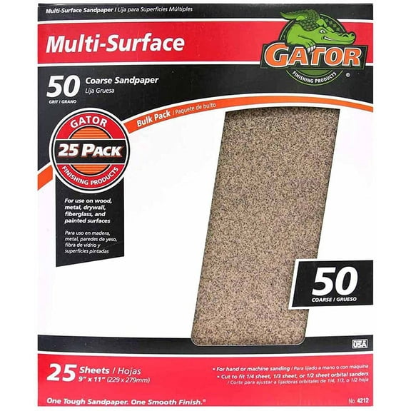 Ali Industries Multi-Surface Sanding Sheet - Aluminum Oxide, Durable - 9" x 11", Brown