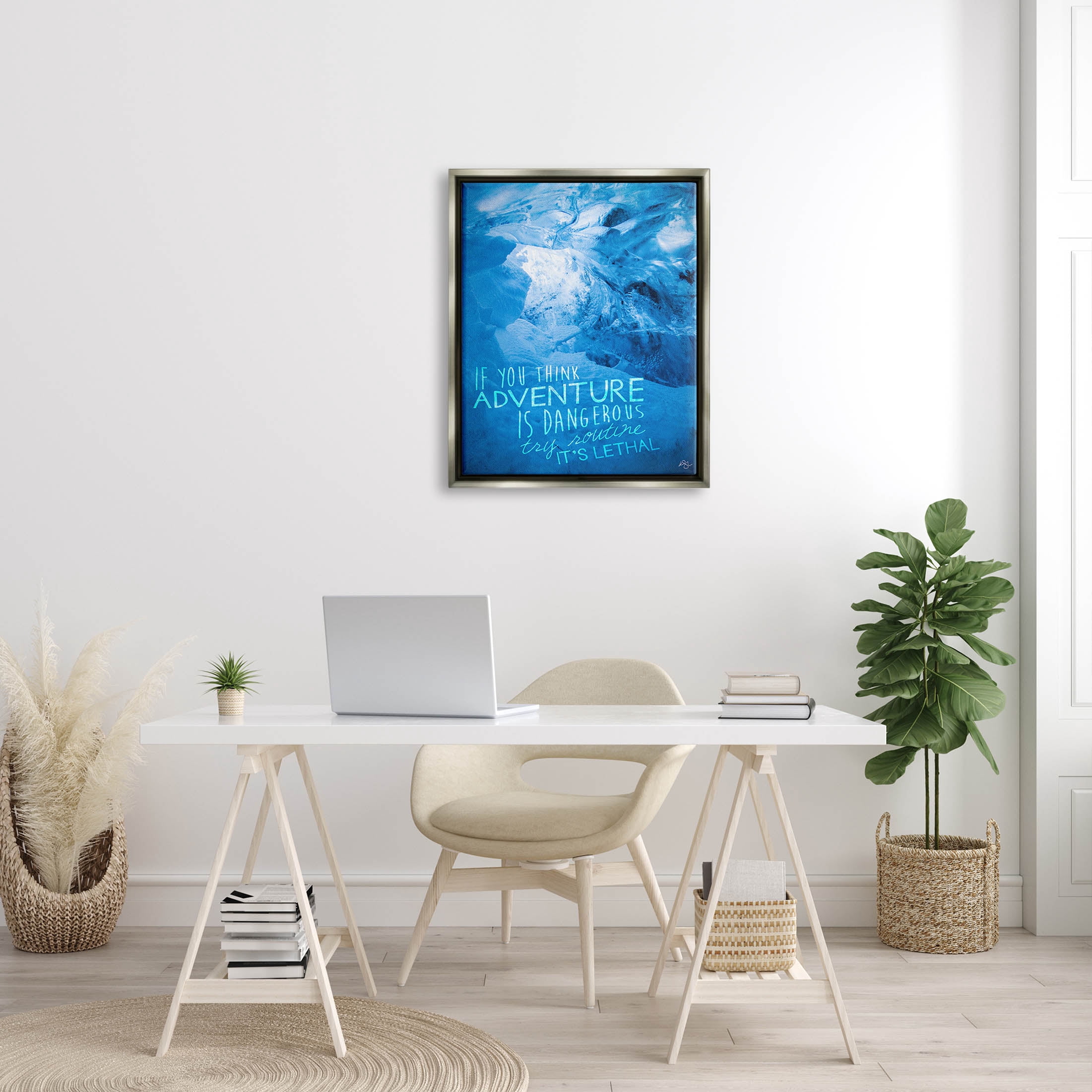 Stupell Industries Routine Is Lethal Phrase Graphic Art Luster Gray Floating Framed Canvas Print Wall Art, Design by K. Kaufman