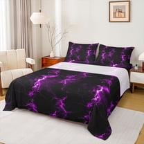 Feelyou Dreamy Lightning Bed Sheets for Teen, Purple Gradient Abstract King Sheets, Modern Neon Glowing Sheet Set, Breathable Home Decor, 4pcs