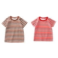 thumbnail image 1 of (2-Pack) Rinsvye Kids Striped Short Sleeve T Shirt Unisex Design Top And Girls Basic Yet Stylish Item For Wardrobe Layering Or Standalone Wear Soft Comfortable Fit, 1 of 7
