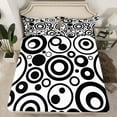 thumbnail image 2 of Feelyou Cartoon Abstract Ombre Full Size Sheets, White Black Circle Geometric Bed Sheets, Teen Kid Child Adult Sheet Sets, Microfiber Bedroom Decor, 4pcs, 2 of 7