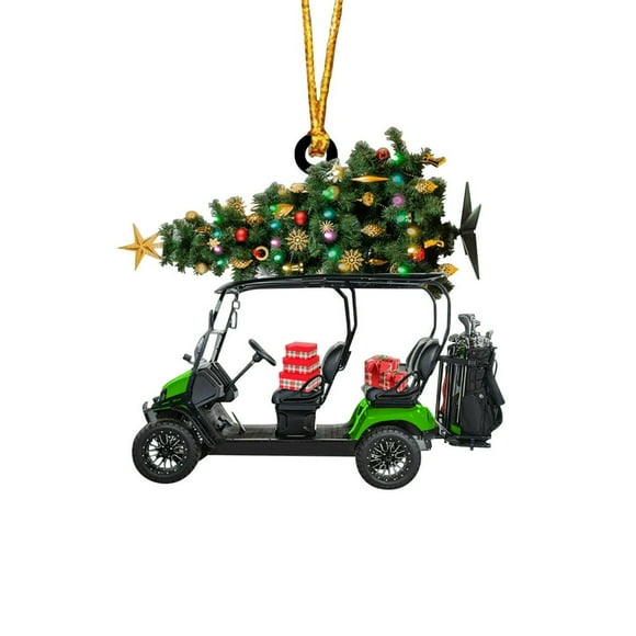 chock Golf Cart Christmas Ornament Christmas Golf Ornament 2D Ornament Christmas Tree Hanging Gifts Home Decor Gifts Xmas Tree Ornament