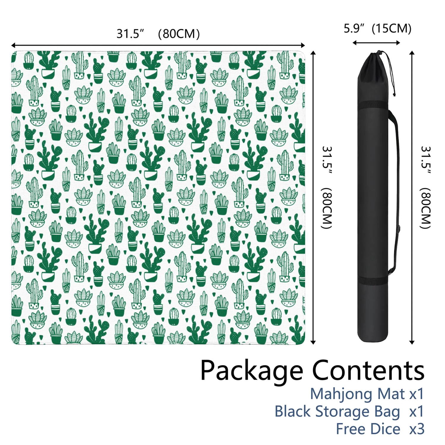 Large 31.5x31.5 Inch Plants Design Game Mat Crafted from Durable Rubber Featuring Anti-Slip Surface and Noise Dampening Properties for Mahjong Card Games