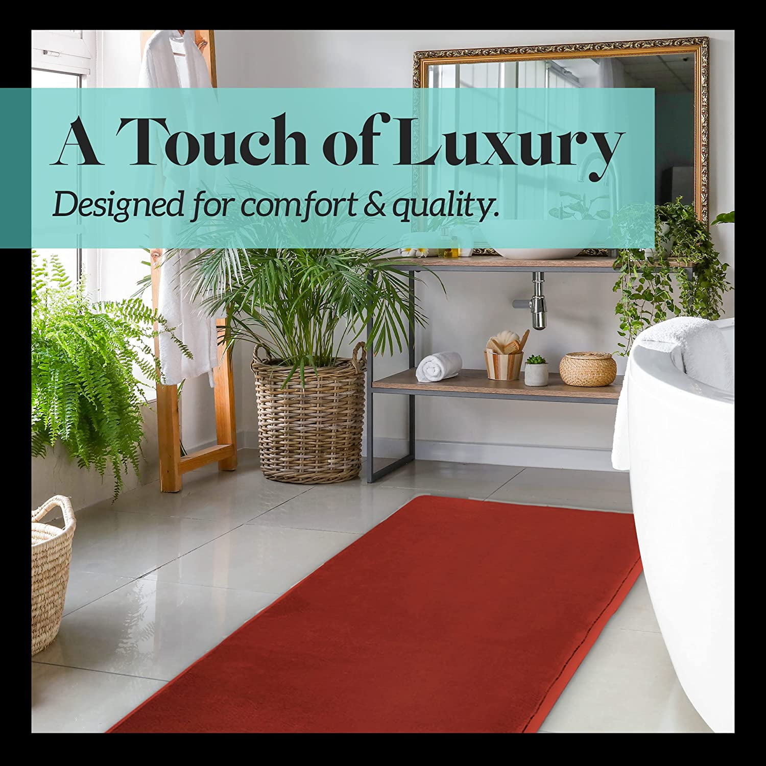 Bath Mats for Bathroom Non Slip - Autumn Glaze 17" x 24" Memory Foam Bathroom Rugs - Quick Dry Bath Mat