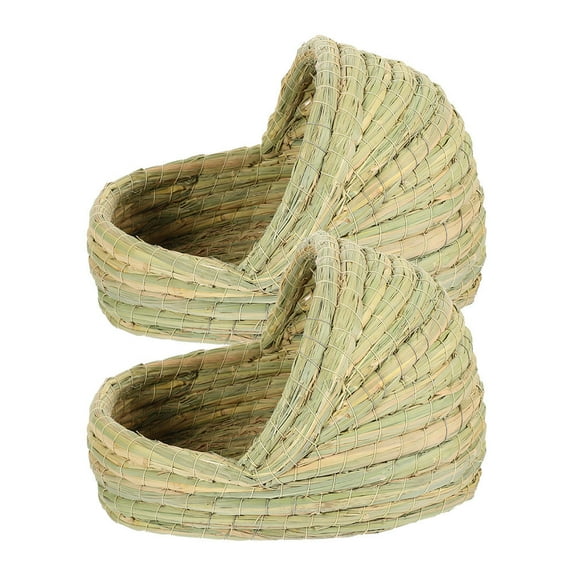 Masteelf  2 Pcs Small Pet Sleeping Hut Hay Straw Chicken Coop