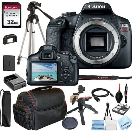 Canon EOS Rebel T7 DSLR Camera Body No Lens + 32GB Memory + Case + Tripod 20pc Bundle (International Version)