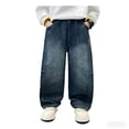 thumbnail image 5 of Byoo Toddler Boys Vintage Denim Pants Casual Soft Loose Fit Wide Straight Leg Baggy Trousers Comfortable Jeans, 5 of 8
