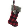 thumbnail image 1 of Felt Plaid Christmas Stocking with Fur Cuff, Red/Black, 20-Inch, 1 of 1