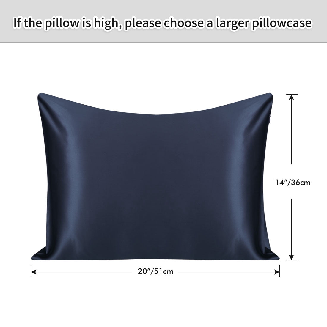 PiccoCasa Silk Pillowcases for Hair and Skin with Zipper Closure Non-Standard Navy Blue