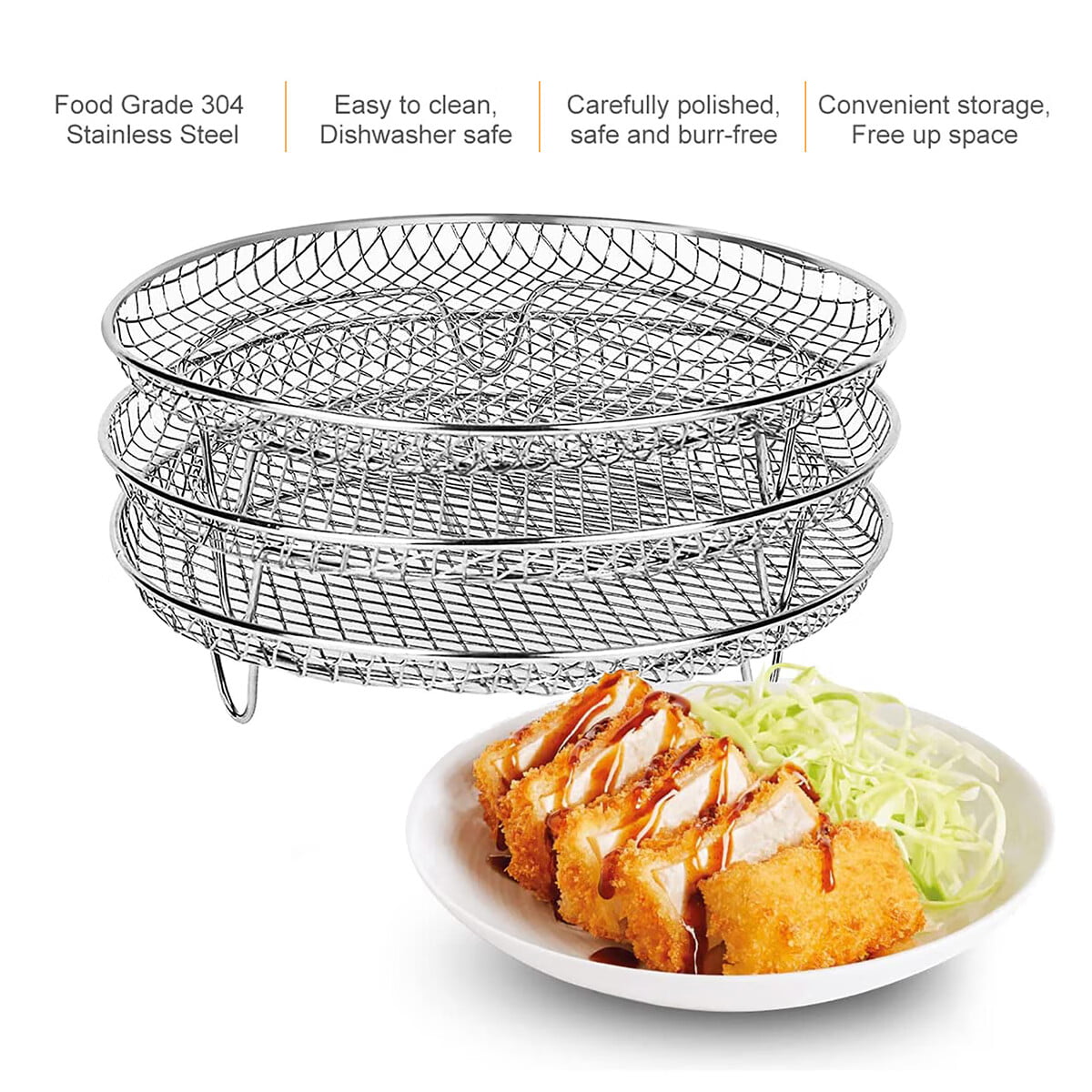Stackable Air Fryer Rack Set - Multi-layer Stainless Steel Dehydrator Rack  For 4-8qt Air Fryer Grill - Square Air Fryer Accessories For Even Cooking  And Crispy Results - Temu