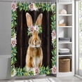 thumbnail image 6 of Easter Bunny Standard Shower Curtain Set, Waterproof Shower Curtains for Bathroom, Spring Daisy Botanical Leaves Brown Wood Washable Fabric Bath Curtain for Bathtub Decoration with Hooks 72x72 Inches, 6 of 9