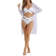 thumbnail image 2 of Conjuntos de bikini de 3 piezas para mujer Inspire Chic con tirantes cruzados ajustables y acentos transpirables, tamaño pequeño, blanco, 2 of 5