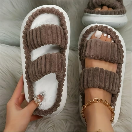 

Women s Cross Band Slippers Soft House Slippers Plush Warm Cozy Open Toe Fluffy Home Shoes Comfy Indoor Outdoor Slip On Breathable